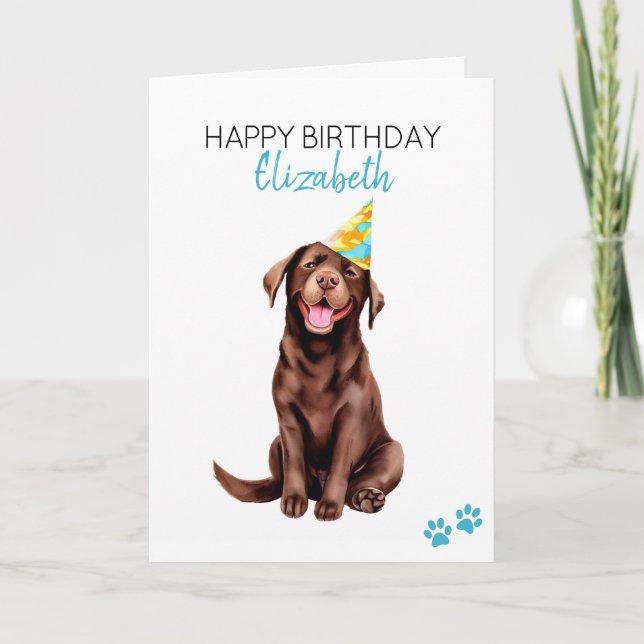 Carte Chocolat Lab Chien Personnalisé Joyeux anniversair (Devant)
