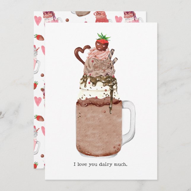 Carte Chocolat Saint-Valentin Milkshake Je T'Aime Jeu de (Devant / Derrière)