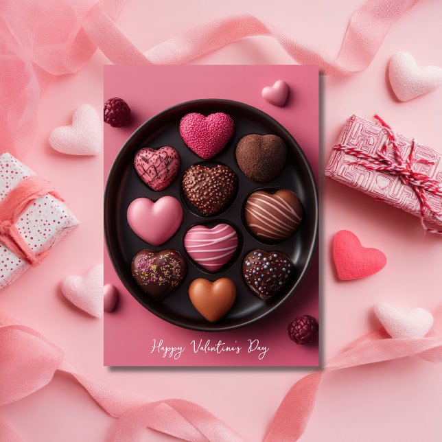 Carte Chocolats en forme de coeur Salutation Valentine (Créateur téléchargé)