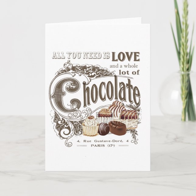 Carte chocolats français vintages modernes (Devant)