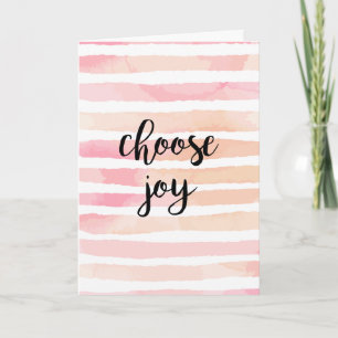 Carte Choose Joy Blank Pink Watercolor Hand Lettering