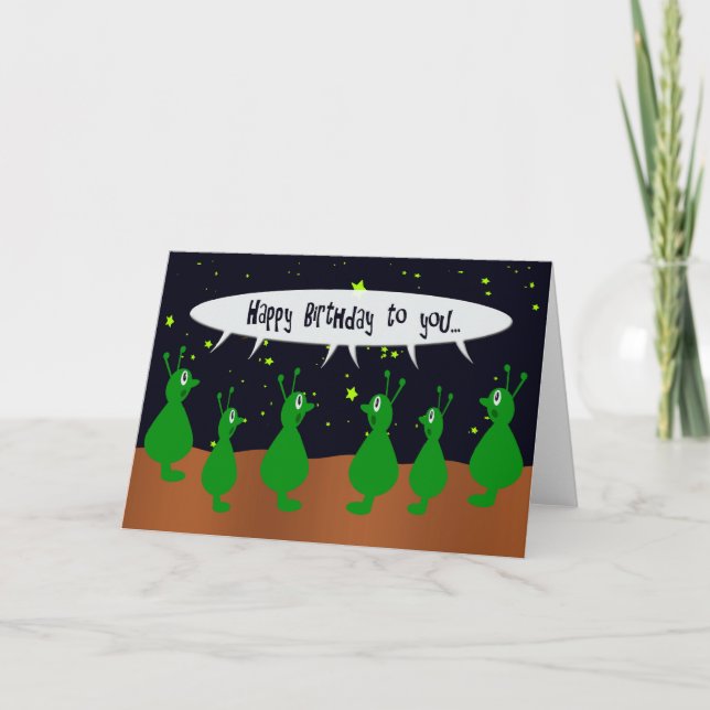 Carte Chorale Alien chantant un joyeux anniversaire (Devant)