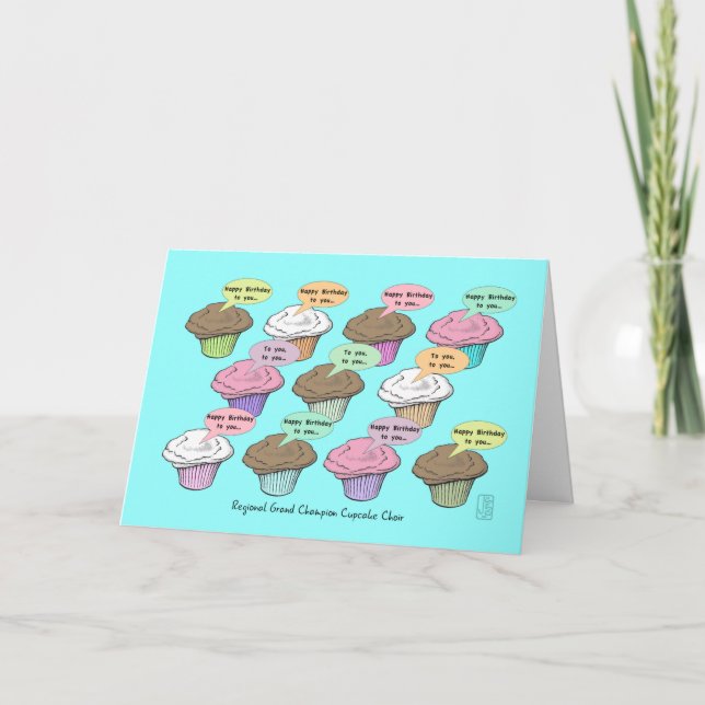 Carte Chorale Cupcake sur Blue Birday (Devant)