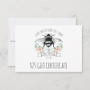 Carte Chou Miel Apiary Beekeeper Certificat Cadeau