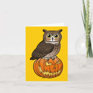 Carte Chouette à cornes d'Halloween