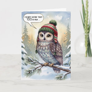 Carte Chouette aquarelle 100e anniversaire avec un chape