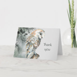 Carte Chouette d'aquarelle Oiseau Faune Merci naturel