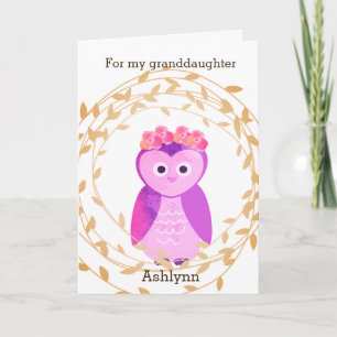 Carte Chouette d'automne Anniversaire Petite-fille