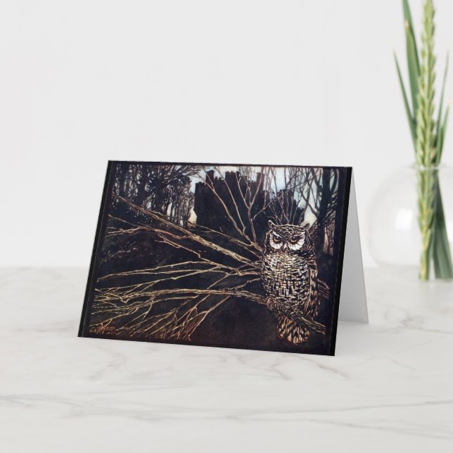 Carte Chouette de nuit vintage Rackham (Devant)