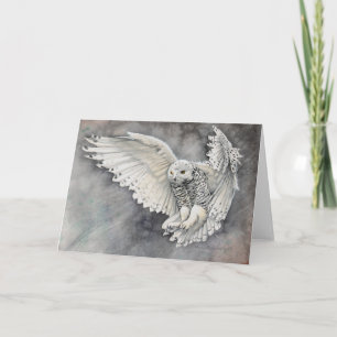 Carte Chouette des neiges Aquarelle Art de la faune