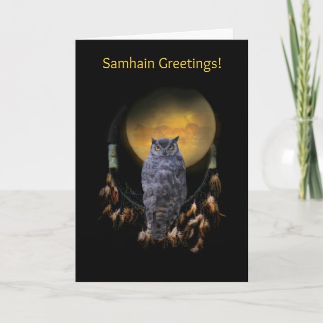 Carte Chouette et attrapeur de rêve Samhain (Devant)