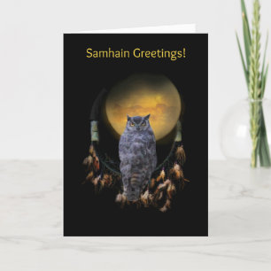 Carte Chouette et attrapeur de rêve Samhain