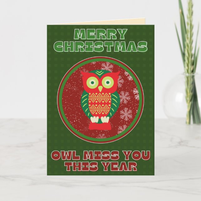 Carte Chouette Mignonne Drôle Vous Manque Noël (Devant)