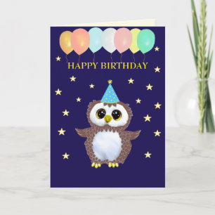 Carte Chouette mignonne et voiles d'anniversaire modifia