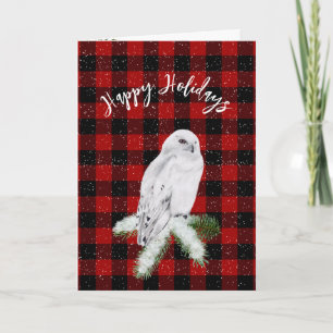 Carte Chouette Neige De Noël Sur Plaid
