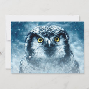 Carte Chouette neigeuse grands yeux