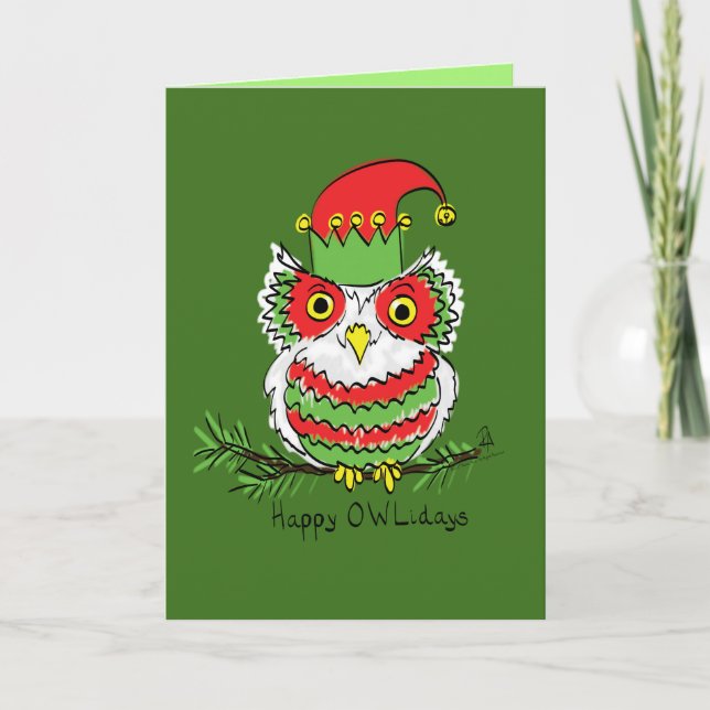 Carte Chouette Noël Mignonne Vacances amusantes (Devant)