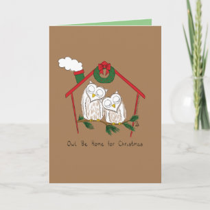 Carte Chouette Noël Mignonne Vacances amusantes