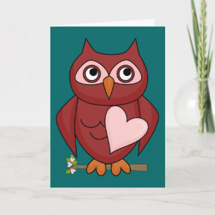Carte Chouette rouge folksy - Félicitations à la graduat