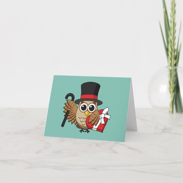 Carte Chouette sophistiquée avec boîte de chocolat du co (Devant)