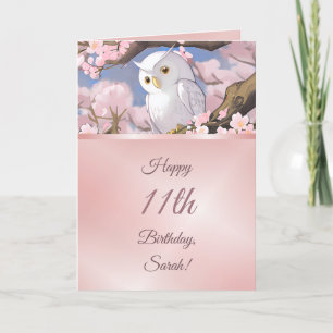 Carte Chouette Sur Un Cerisier Fleurs Arbre Filles Anniv