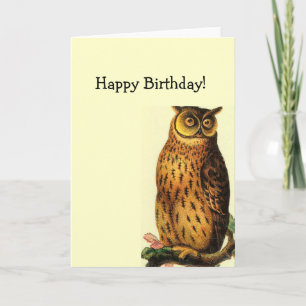 Carte Chouette vintage, Joyeux anniversaire !