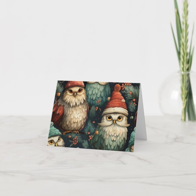 Carte Chouettes de Noël (Devant)