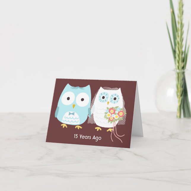 Carte Chouettes personnalisées Couple heureux anniversai (Devant)