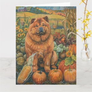Carte Chow Chow Chien Moisson Automne Thankgiving