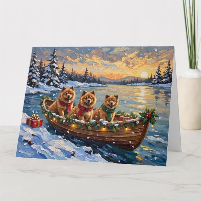 Carte Chow Chow Christmas Boat Holiday (Devant)