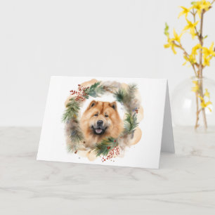 Carte chow chow Christmas Wreath Festive Pup