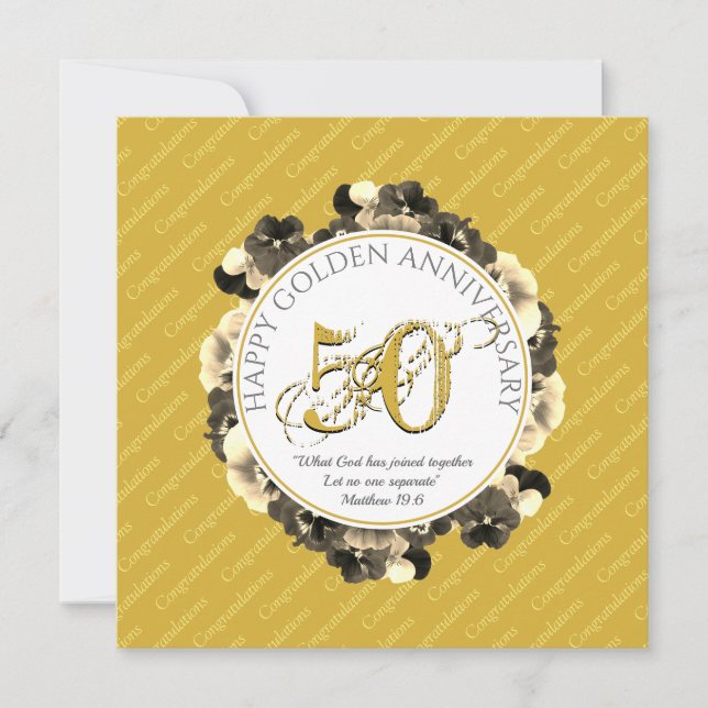 Carte chrétien | 50e anniversaire du Mariage GOLDEN (Devant)