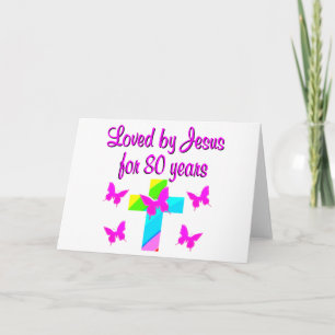 CARTE CHRÉTIEN 80E ANNIVERSAIRE CROSS DESIGN