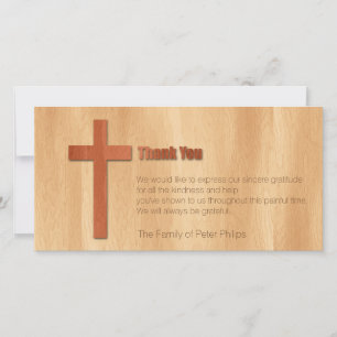 Carte chrétienne croisée en bois du Merci H de