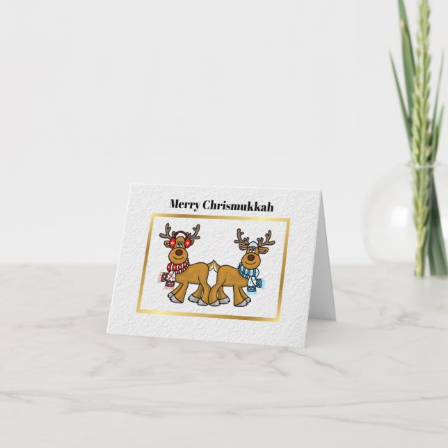 Carte Chrismukkah Drôle de Reinder juive et gentil (Devant)