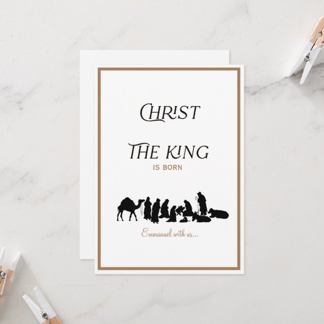 Carte Christ le Roi est né Noël chrétien (Devant/Arrière en situation)