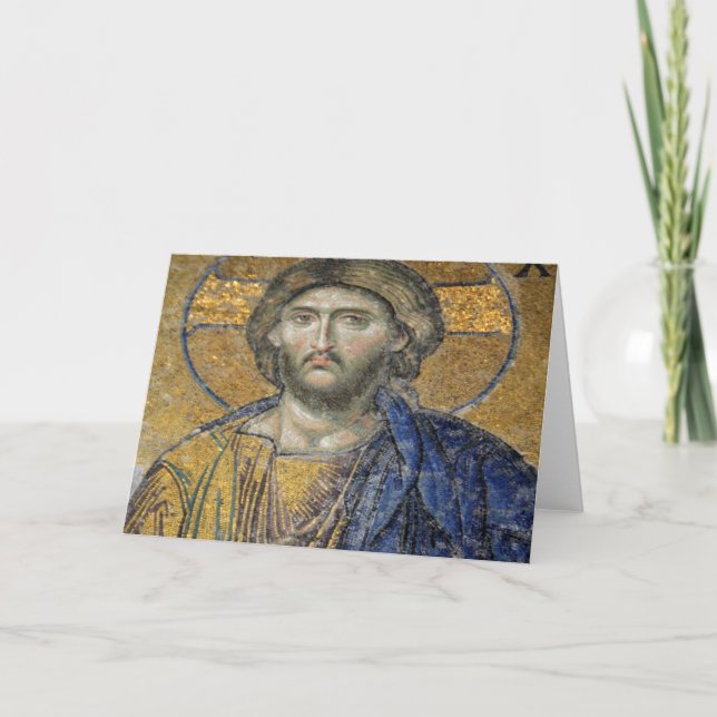 Carte Christ Pantocrator Mosiac Iconique Religieux Romai (Devant)