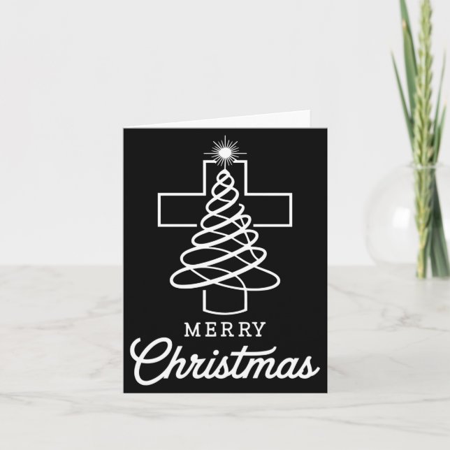 Carte Christian Cross Jesus Merry Christmas Xmas Tree Ho (Devant)