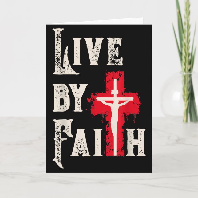 Carte Christian Cross Scripture Live By Faith  (Devant)