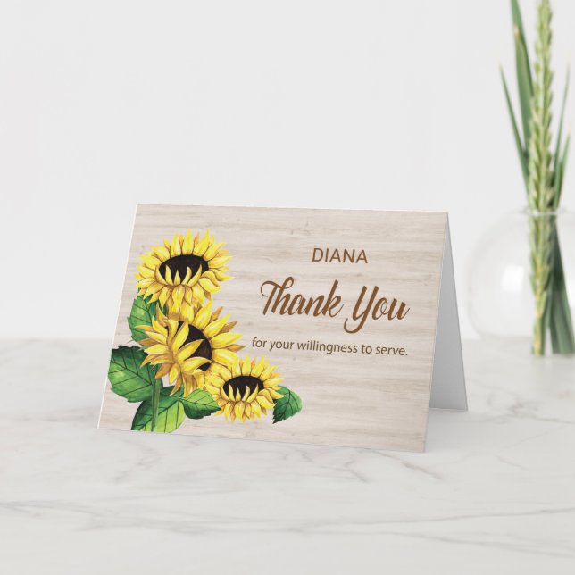 Carte Christian Merci pour le service Personnaliser le n (Devant)
