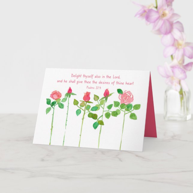 Carte Christian Valentine's Day Bible Verse Psaumes 37 4 (Orchidée)
