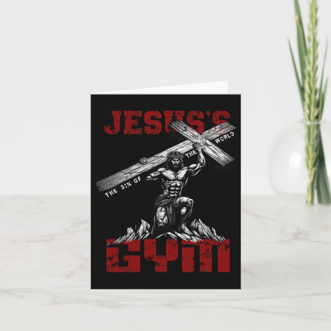 Carte Christian Workout Tee Jesus's Gym Bodybuilder Moti (Devant)