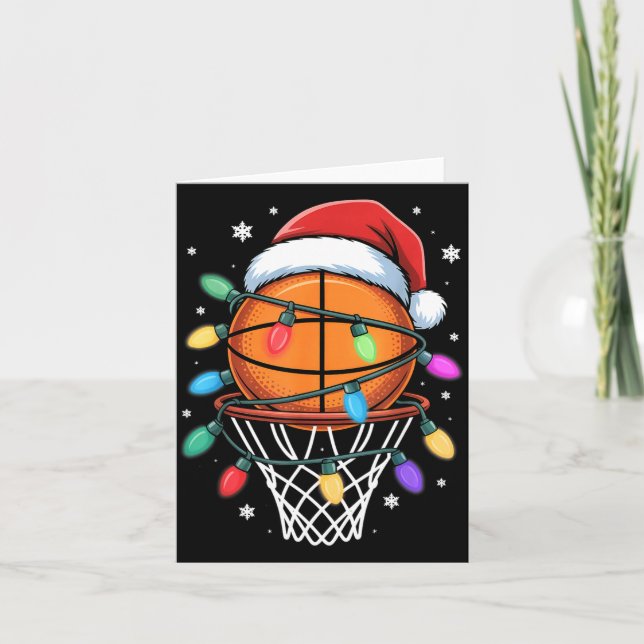 Carte Christmas Basketball Santa Hat Xmas Light Basketba (Devant)