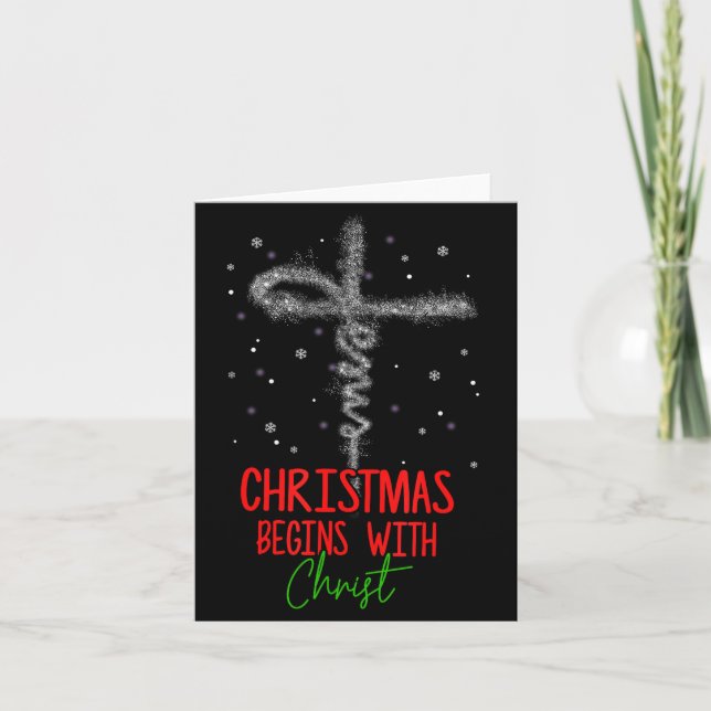 Carte Christmas Begins With Christ Cross Christian Relig (Devant)