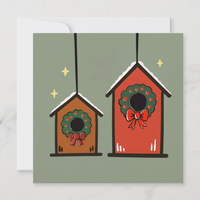 Carte Christmas Birdhouse – Cozy Minimal Design (Devant)