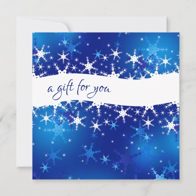 Carte Christmas Blue Winter Snowflakes Certificat cadeau (Devant)