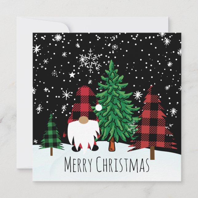 Carte Christmas Buffalo Print Gnome Christmas Card (Devant)