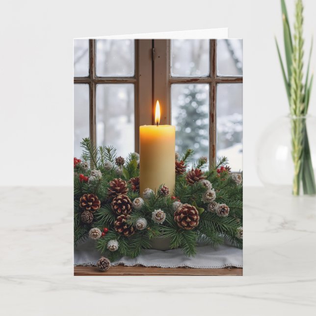 Carte Christmas Candle In a Pine Centerpiece (Devant)