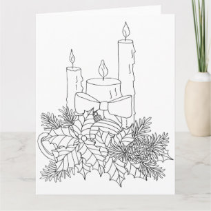 Carte Christmas Candles Color-it-Yourself