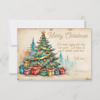Carte Christmas Card With Decorated Tree and Gifts
